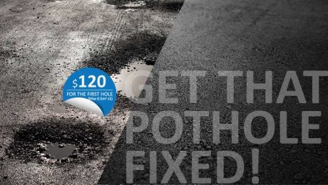 Get the pothole fixed today with our $120 for the 1st hole (up to 0.5sqm)